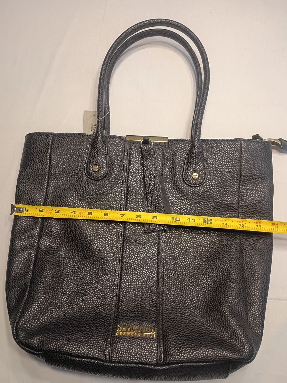 #3017 NWT Kenneth Cole Reaction Black Pebbled Leather Tote